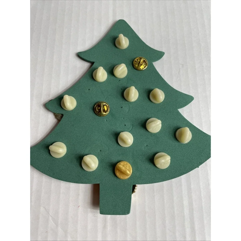 Vintage Christmas Enamel Lapel Pins Pinbacks: Wreath, Snowman, Santa, Lot Of 15